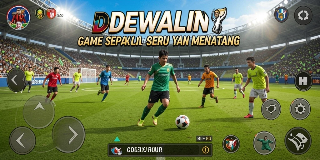 Tangkapan layar DEWALIN menampilkan aksi seru di lapangan sepak bola.