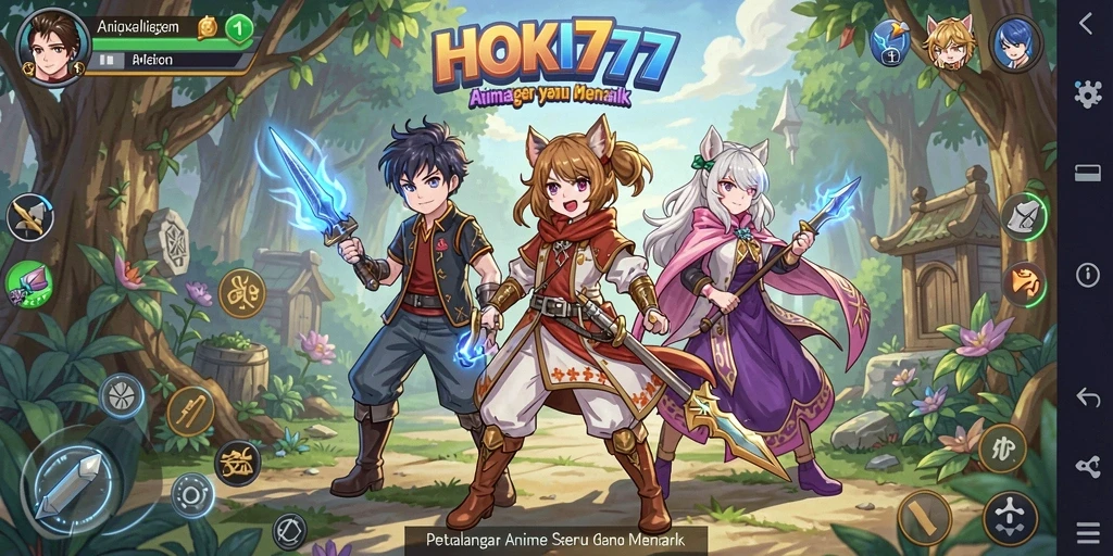 Screenshot utama HOKI777 menampilkan pertarungan seru dengan karakter anime.