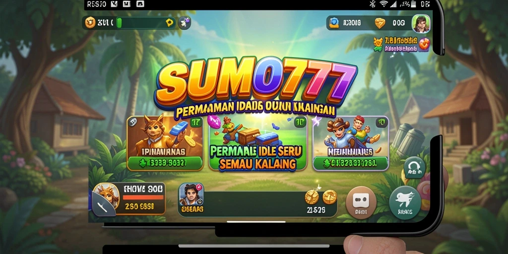 Screenshot gameplay <strong>SUMO777</strong> menampilkan karakter lucu dalam aksi Idle yang menghibur.