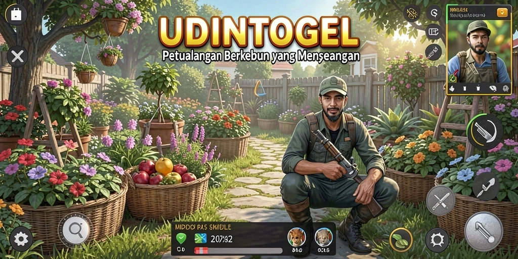 Tangkapan layar gameplay UDINTOGEL menampilkan petualangan bertani yang seru.