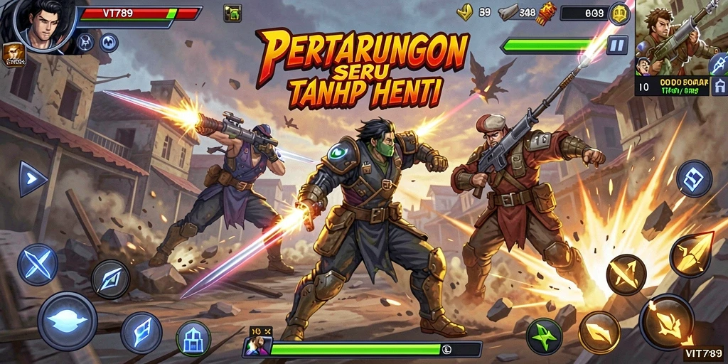 Screenshot gameplay VT789 yang menampilkan aksi pertarungan mendebarkan.